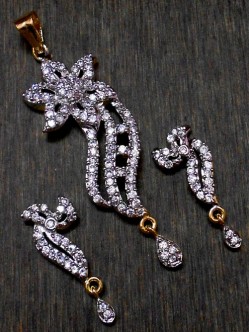 CZ Pendant With Earrings